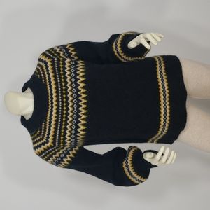 JUST FEMALE SVAN KNIT FAIR ISLE WOOL ALPACA BLEND BALLOON LONG SLEEVE SWEATER M